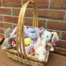 TY Beanie Babies Easter Bears/Bunnies Chick Plush Lot 6 NWT Spring Basket Pastel