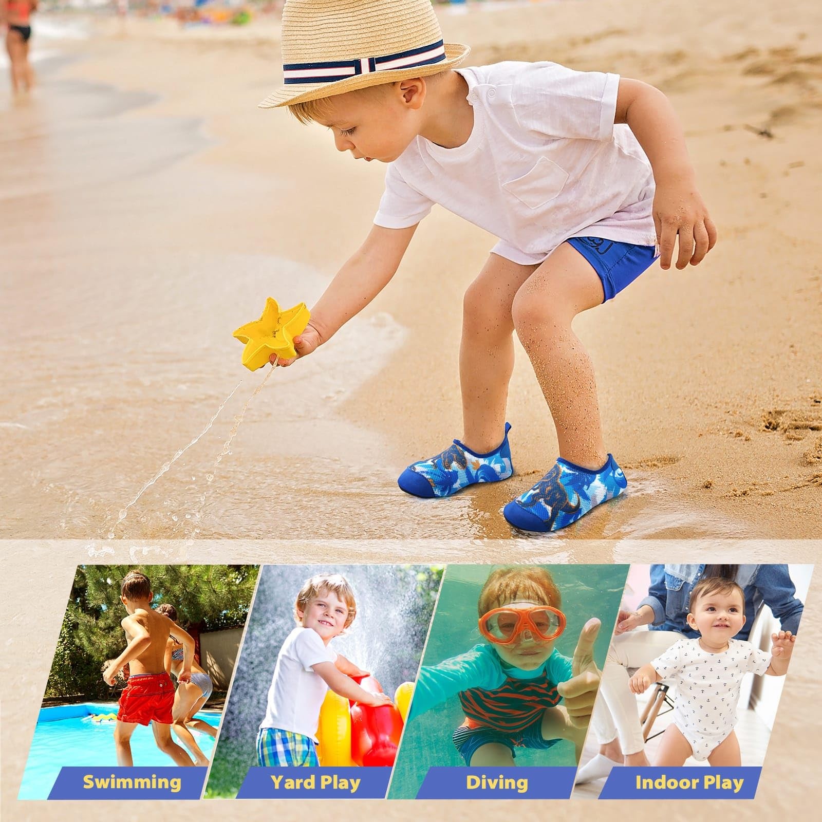 Chaussures de plage enfant garçon légères et flexibles à séchage rapide