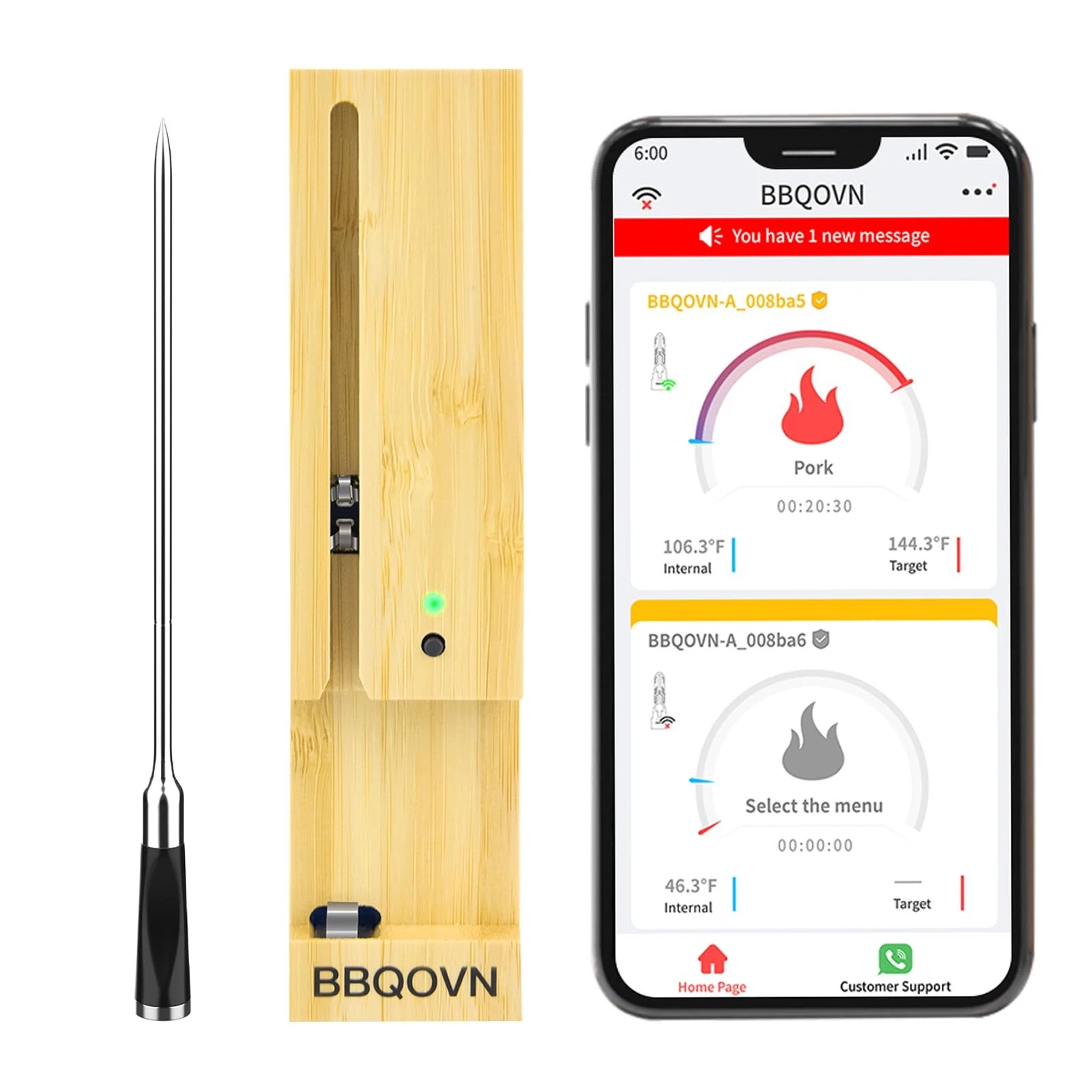 BtcLink Wireless Meat Thermometer Digital, 777ft Long Range Bluetooth Meat Th...
