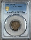 1909 S VDB Wheat Cent Brown PCGS XF 45 Brown, Key Date, Low Mintage Coin