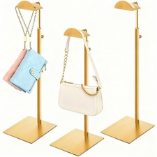 Set of 3 Purse Display Stand Stainless Steel, Adjustable Metal Handbag Holder...