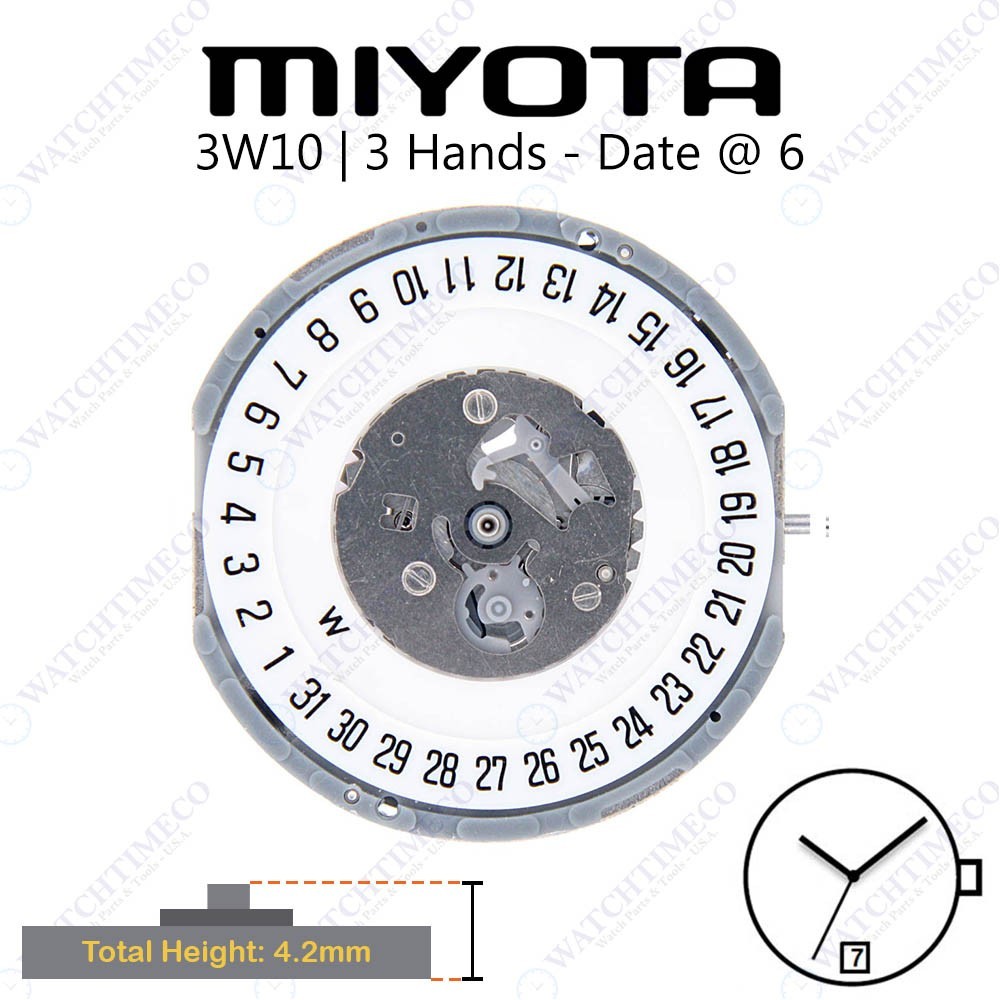 Genuine Miyota 3W10 Movement Japan 3 Hands, Date at 6 | eBay