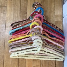 Vintage Lot 17 Handmade Knit Colorful Granny Yarn Crochet Wire Hangers