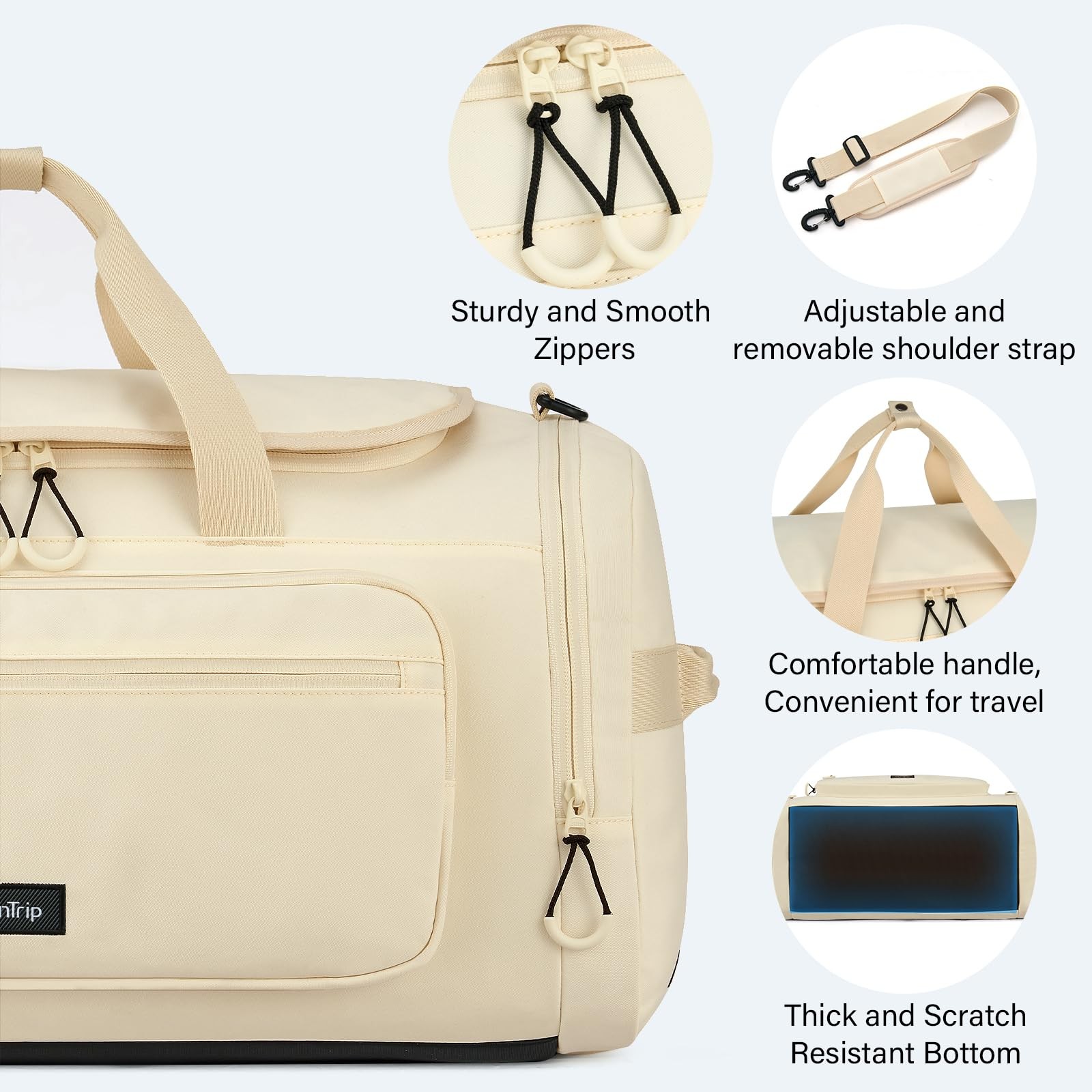 Large Travel Duffle Gym Bag with Shoe Compartment, Underseat Carry On Luggage... thumbnail 6