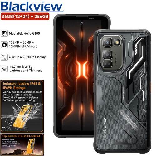 Unlocked Blackview FORT 5 4G LTE AI Slim Rugged Phone Android 16 Mobile 700 Nits