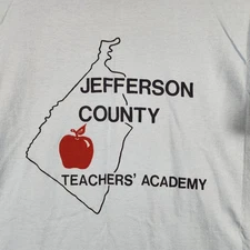 Vintage Jefferson County Teachers Academy Shirt Mens XL USA Graphic Logo 90s