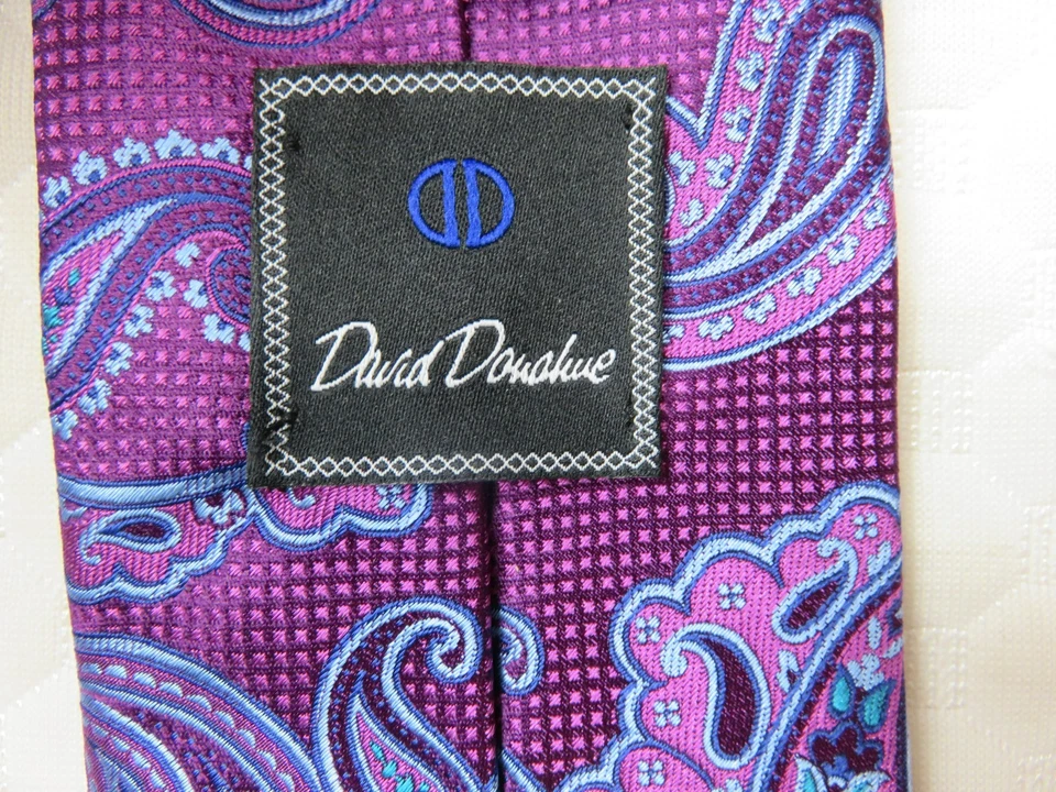 Corbata de cachemira de diseñador de seda de lujo David Donahue Nordstrom nueva con etiquetas precio de venta sugerido por el fabricante 115 USD Hecha en EE. UU. Foto 3 de 4