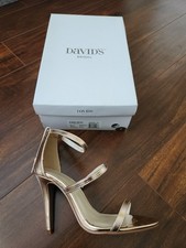David's Bridal Gold Strappy Ankle Strap High Heel Sandals US 7 BG1179