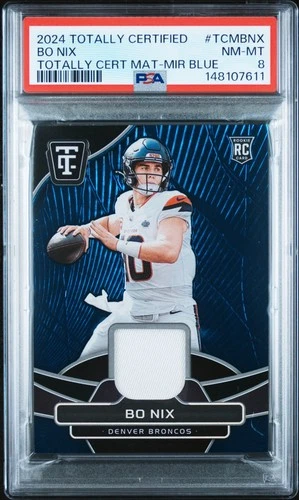2024 PANINI TOTALLY CERT TOTALLY CERT MATERIALS MIRROR BLUE BO NIX RC /75 PSA 8