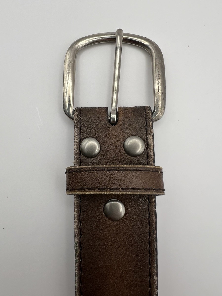 Vera Pelle Vintage Italian Leather Belt Medium Brown silver  display picture 2