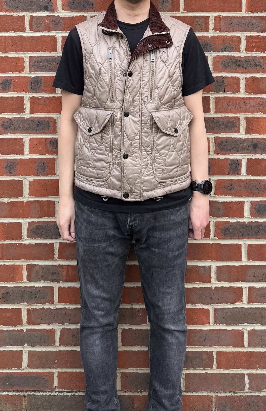 Burberry Mens GRESLING Gilet Jacket MEDIUM Beige Prorsum Brit Quilted Bodywarmer image 4