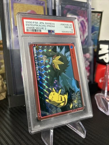 PSA 8  Entei & Pikachu Movie 20 Anime Movie 2 Prism 2000 Japanese Graded