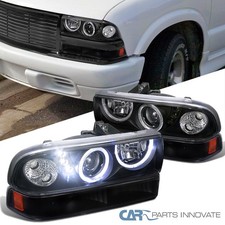 Fits Black 1998-2004 Chevy S10 Blazer Led Halo Projector Headlightsbumper Lamps