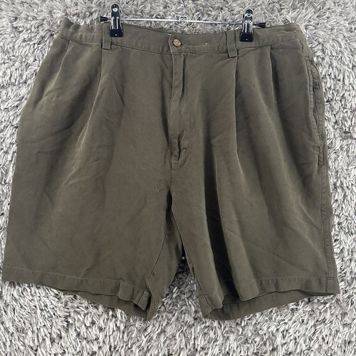 Tommy Bahama 100% Silk Shorts Mens 38 (Actual 34) Dark Green Chino Pockets