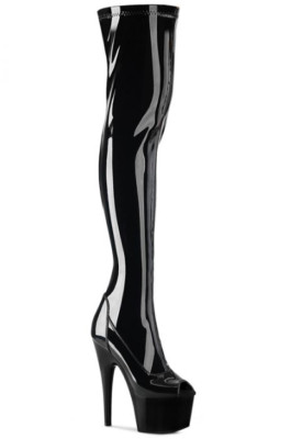 Size 6 Women's Pleasure Black ADORE-3011 High Thigh Heeled Platform Boots