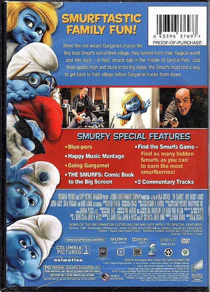 The Smurfs [DVD, 2011, Widescreen] Hank Azaria/Katy Perry - New