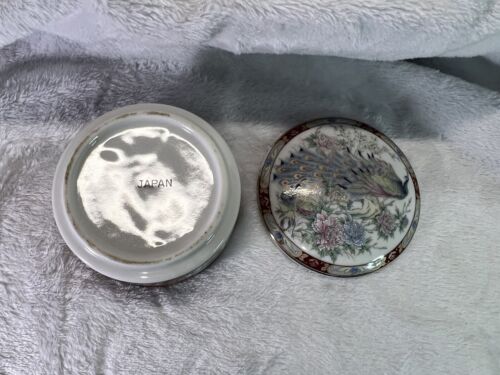 Vintage Asahi Japan Porzellan Pfauen und Blumen Schmuckschatulle Top Zustand - Bild 7 von 9