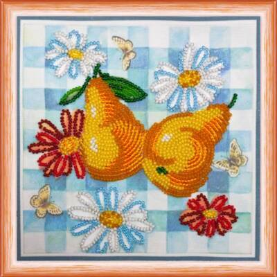 Mini Bead embroidery kit Summer Pears DIY Embroidery Kit beadwork pattern