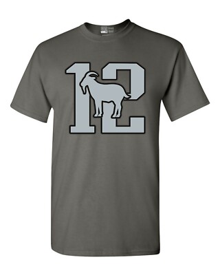 Greatest Of All Time 12 New England Goat Football Fan Gear DT Adult T-Shirt  Tee