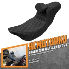 Driver Passenger Seat w/ Backrest For Harley Touring Road King Street Glide 09+