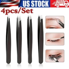 Eyebrow Tweezers Eyebrow Clip 4Piece Hair Beauty Pluckers Stainless Steel