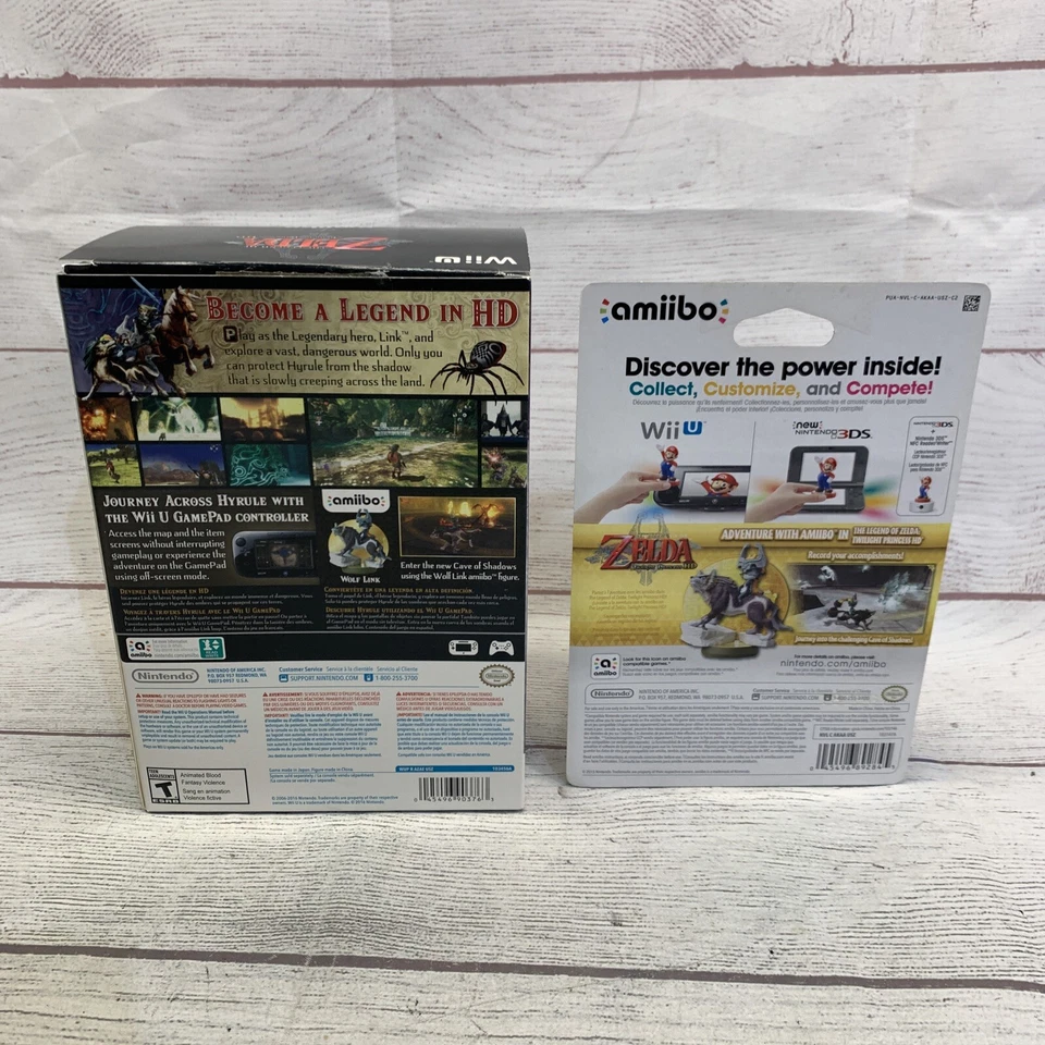 Zelda Twilight Princess 高清 Wii U 外盒和密封 Wolf Link Amiibo(无游戏) — 第 4/4 张图片