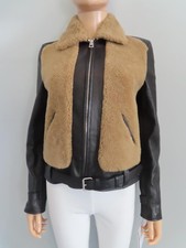 Nwt Christian Dior Dark Brown Lamb Leather/shearling Detail Jacket F 36/us 4