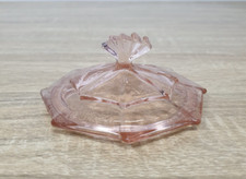 Vintage rosa Depression Glasdeckel - achteckiger Blumengriff - Ersatzstück