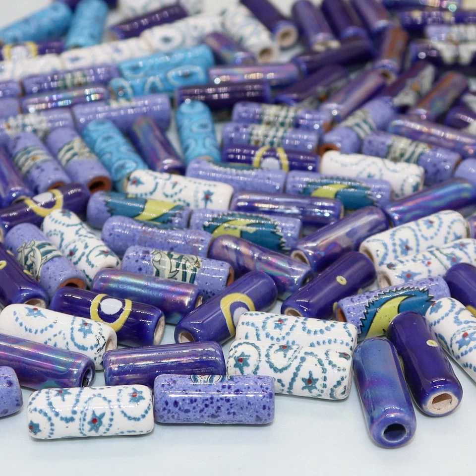 Kit de 100 cuentas de porcelana azul para hacer joyas hágalo usted mismo con 5 metros de cuero Foto 2 de 4