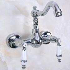 Chrome Kitchen Bathroom Basin Faucets Sink Hot Cold Water Mixer Tap Wall Mount
