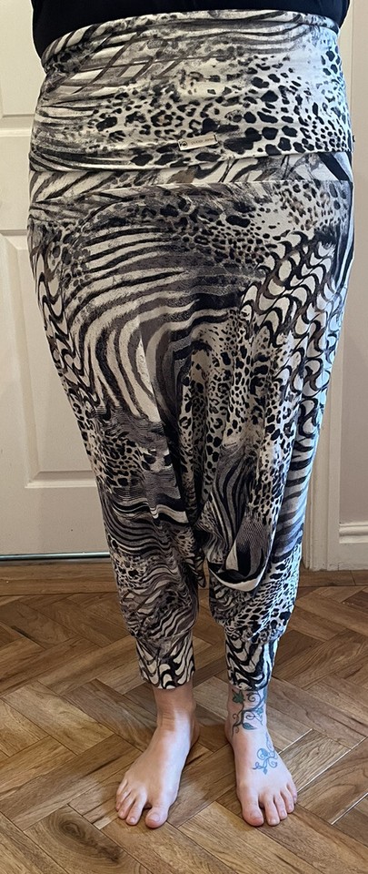 Festival hippy hareem ali baba trousers animal print stretch deep waistband