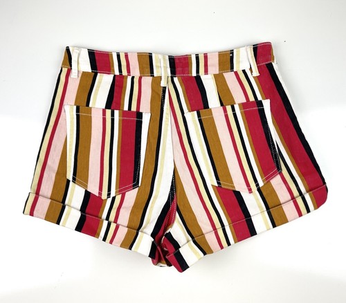 Mehrfarbige gestreifte Damen-Jeansshorts Größe 29 - Bild 2 von 3