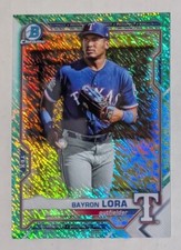 2021 Bowman Chrome Bayron Lora /125 Aqua Wave Refractor #bcp-139 Rangers