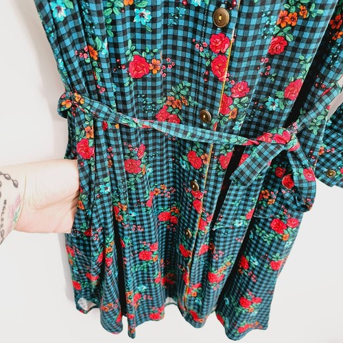 Vestido camisero Matilda Jane Fa La S multicolor a cuadros a cuadros manga enrollable botón - Imagen 5 de 11