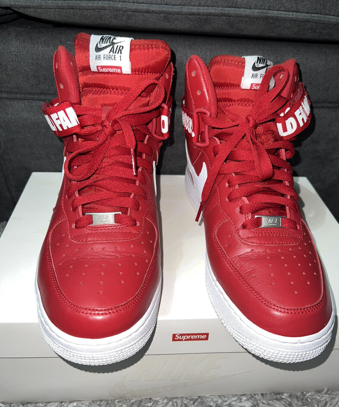 Size 10.5 - Nike Air Force 1 High SP x Supreme Red 2014-Ships Asap