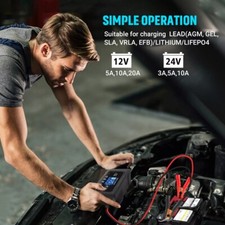 Smart Battery Charger 12V/20A and 24V/10A for Lithium Lead-acid Lifepo4 Battery