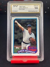 Greg Maddux 1989 Topps Error Card Bob Dernier #418 Wrong Back Graded GEM MINT 10