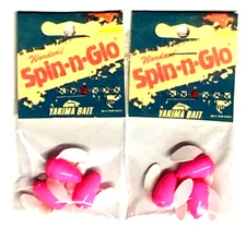 2 Packs Yakima Worden's Spin-n-Glo Size 8 Gloss Pink White Wings 3-Count