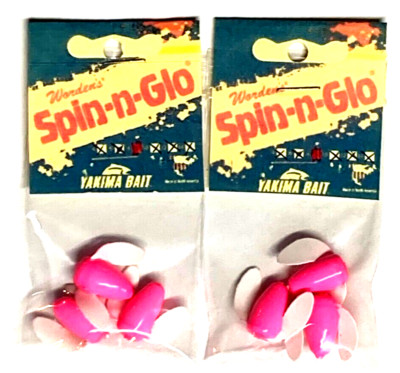 Yakima 2 PACKS Worden's Spin-n-Glo Size 8 Gloss Pink White Wings 3-Count