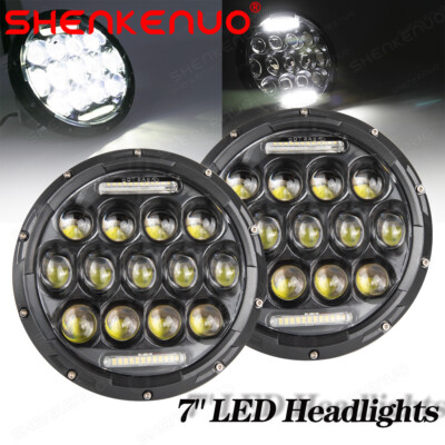2X 7'' inch Round LED Halo Headlight Hi/Lo DRL Beam For Chevy G10 G20 G30 1980-87