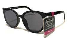 NEW Foster Grant women  s SUNGLASSES Black Fashion Designer Round