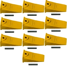 X156 Hensley Style Bucket Teeth With P156 Roll Pins (Set of 10)