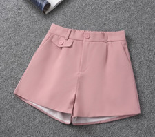 Solid High Waist Shorts, Casual Wide Leg Spring  Autumn Comfy Shorts