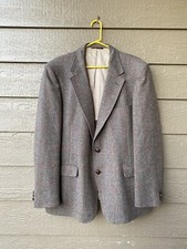 Vintage Johnny Carson Brand Men Brown Wool Blazer Sport Coat Broken Herringbone