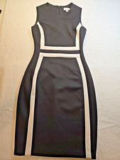 Calvin Klein 2 Neoprene Sheath Dress Black White Office Siren Colorblock READ