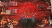 Witch Spell Room Wall Mural Haunted House Scene Setter Halloween Decor 42x72