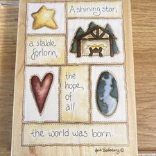 Stamps Happen A SHINING STAR  #90128 Large Religious Christmas Rubber Stamp