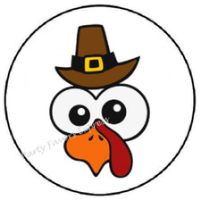 TURKEY FACE THANKSGIVING ENVELOPE SEALS LABELS STICKERS PARTY FAVORS