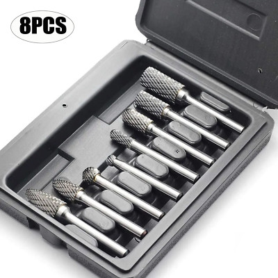 1/4'' Double Cut Tungsten Steel Carbide Rotary Burr Die Grinder Shank Bit Set US