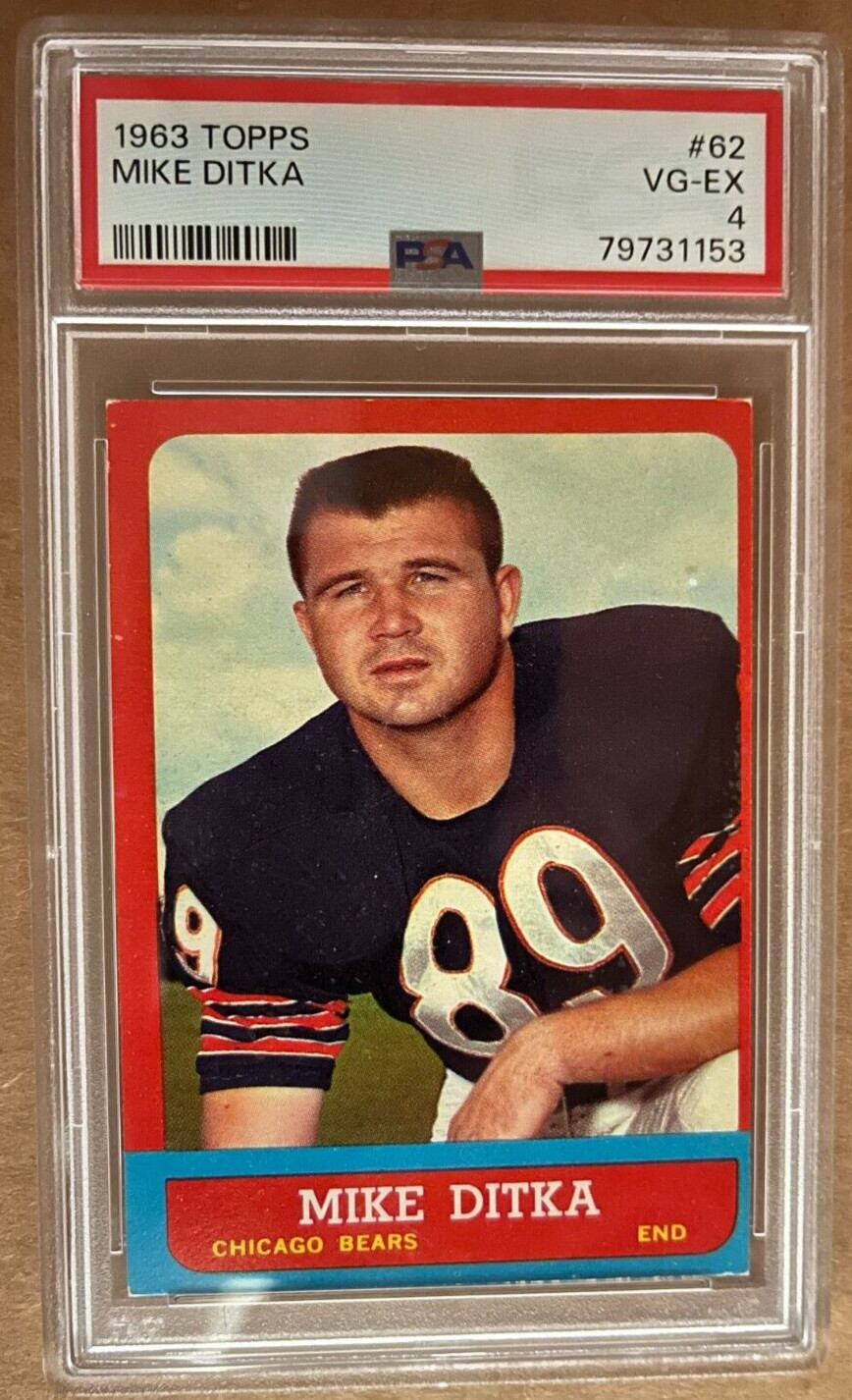 1963 Topps Football #62 Mike Ditka Graded PSA 4 EX Chicago Bears HOF